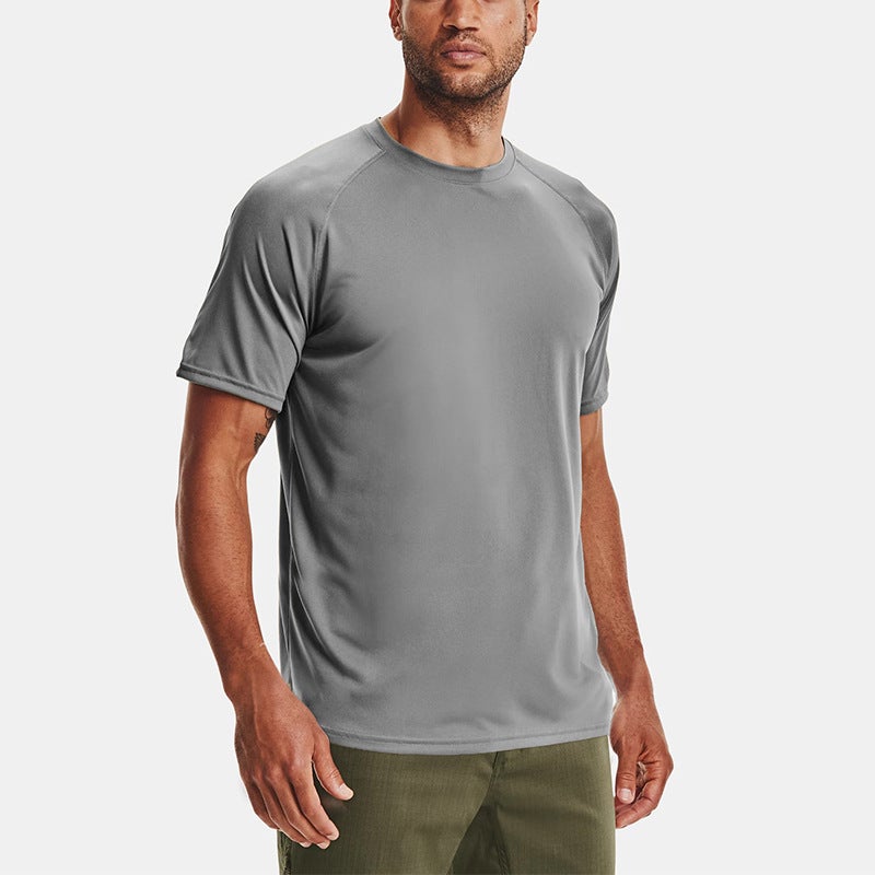 Summer Quick-Dry Ice Silk T-shirt Mens Breathable Loose Sports Top Black - Image 3