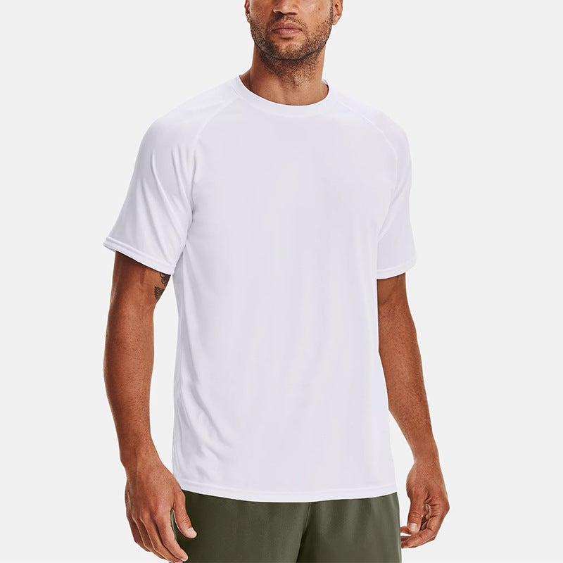 Summer Quick-Dry Ice Silk T-shirt Mens Breathable Loose Sports Top Black - Image 2