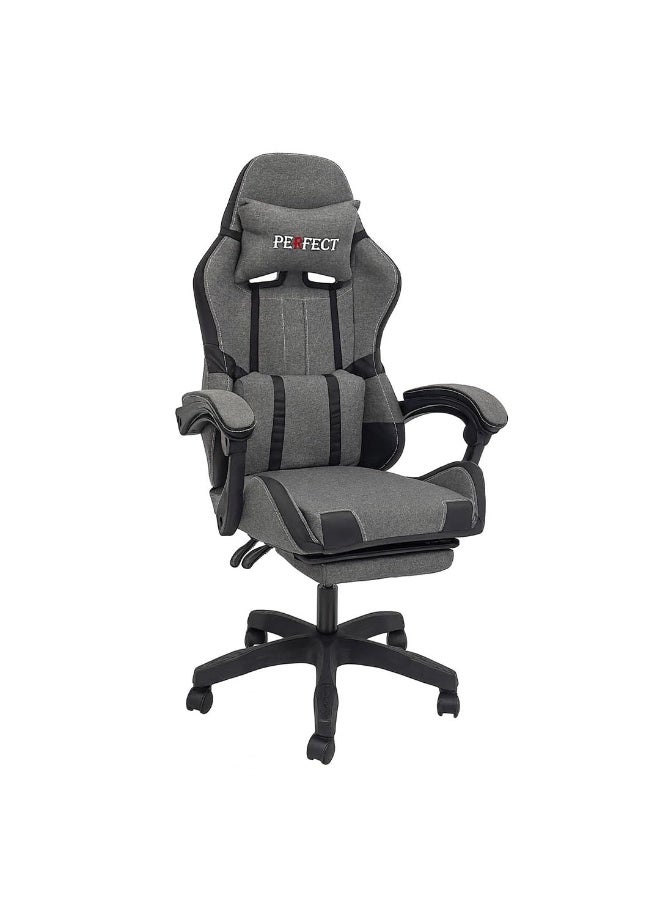 Multi Home Furniture Grey & Black Gaming Chair | Ergonomic Chair High-Back Recliner Chair with Adjustable Footrest & Headrest | Swivel Office Chair with Lumbar Support for Gaming Setup & Back Support - Image 1