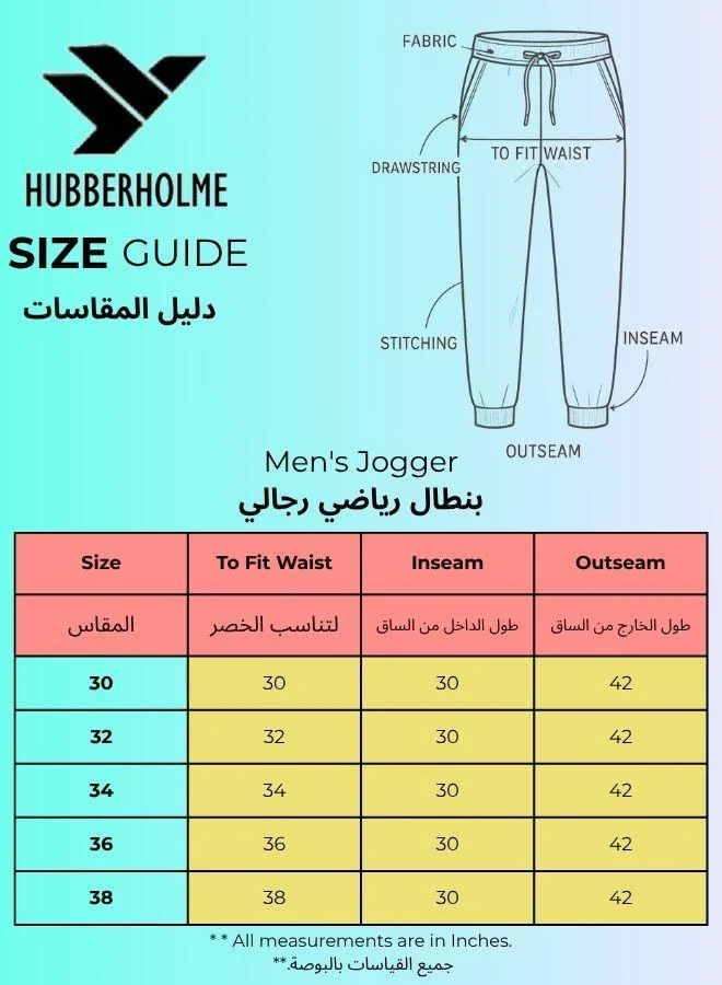 Hubberholme Navy Men's Navy Cotton Solid Pattern Full Length Chinos Slim Fit Jogger for Men | Best Price UAE