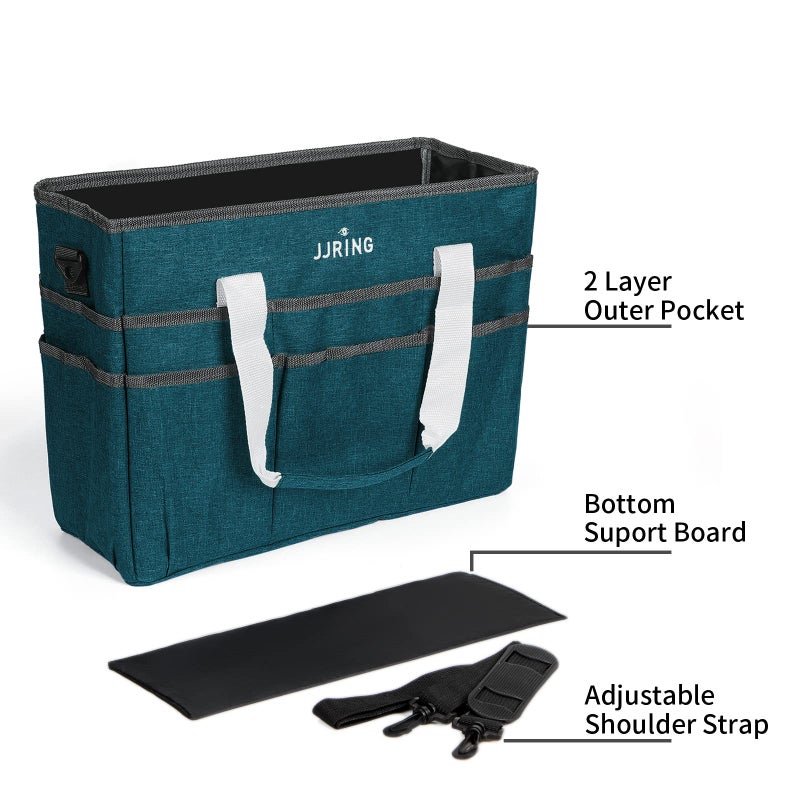 JJRING Craft Organizer Tote Bag, Large Art Storage Caddy with Multiple Pockets, Bluish Green Sewing Bag for Art, Craft, Scrapbooking, School, Medical, and Office Supplies Storage - Image 4