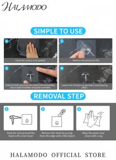 HALAMODO 20-Piece Heavy Duty Self Adhesive Wall Hooks Transparent No Drill Hooks for Hanging Waterproof Oilproof Reusable Sticky Hooks for Bathroom Kitchen Office and Home Organization  - Image 5