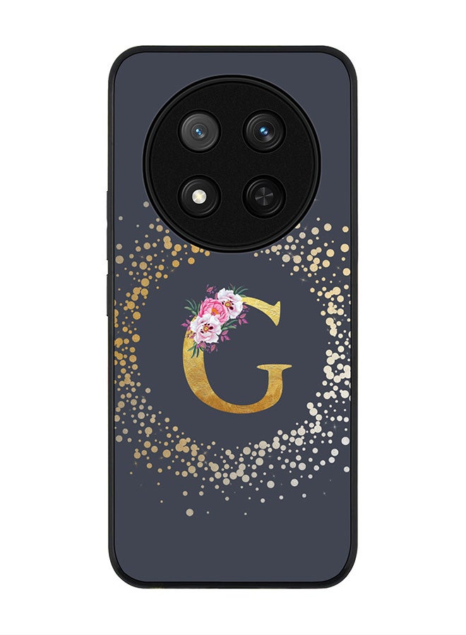 Stylizedd For Honor X9c / Honor Magic7 Lite 5G Case,Slim fit Camera Protection, Shockproof Thin Phone cover  - Custom Monogram Floral - G  (Grey ) - Image 1