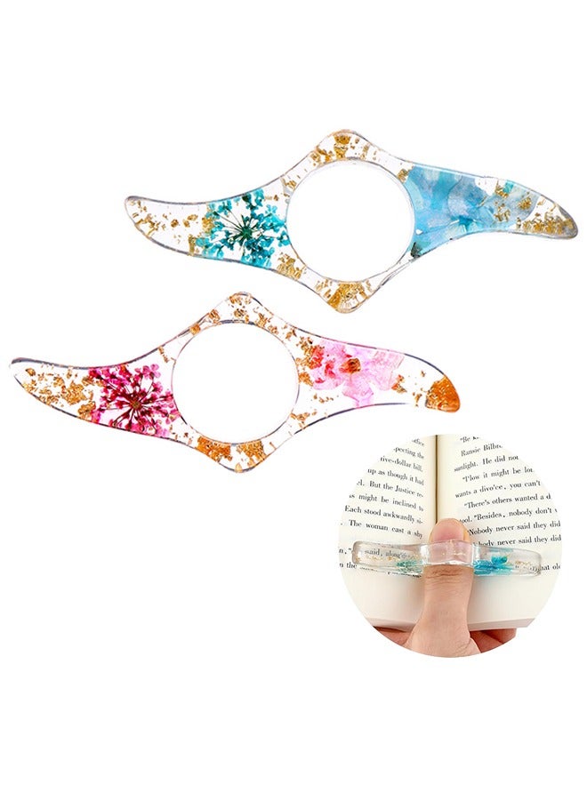 Ant 2Pcs Book Page Holder, Dried Flower Resin Book Holders for Reading, Thumb Ring, Page Holder, Flower Bookmarks, Reading Accessories for Readers Book Lovers Bookworm Bookmarks  - Image 1
