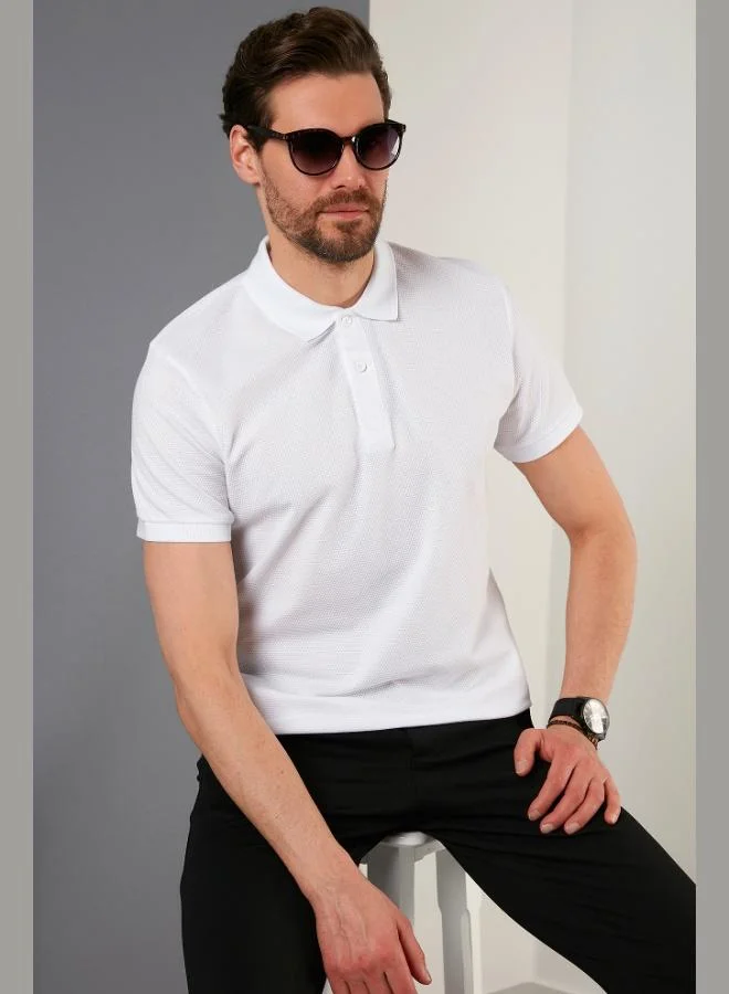 بوراتي تيشيرت بولو رجالي قطن بياقة قميص بقصة عادية من بوراتي