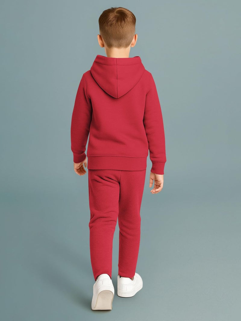 HELLCAT Trendy Co-ords With Hoodie Sweatshirt and Trackpant Clothing Set for Boys Maroon/Red 15-16 Years - Image 3