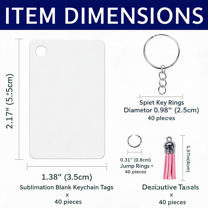 Sublimation Metal Keychain: 160-Piece Double-Sided White Glossy Coating - With Decorative Tassels, Customizable Diy Craft for Wedding Party, Birthday Gifting, Bulk Event Use - Image 3