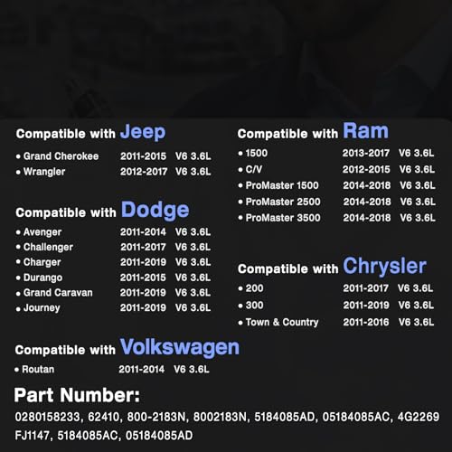 HENGCOOL 0280158233 4 Holes Fuel Injectors 62410 Compatible with Chrysler 200 300 36L 2011Up Journey Challenger Charger Durango Grand Caravan Grand Cherokee Wrangler JK - Image 3
