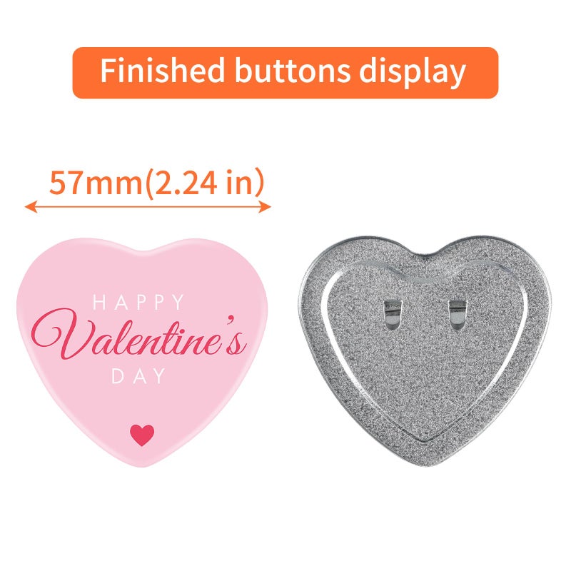 MK.Bear 100 Sets blank heart Button Partsï¼ŒPin Maker Supplies for Button Maker Machine Heartï¼ŒIncluding Heart-shaped Metal button pin back cover, Metal Covers, Clear Film&Blank Paper - Image 5