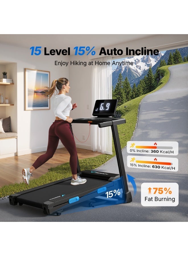 MERACH Incline Treadmill with Incline 6%-15%, 7-Layer Belt 300LBS Capacity Tredmill Foldable Handle Running Treadmills for Home, 0.5-7.5MPH 3.0HP Incline Folding Treadmill LED with APP Threadmill - Image 2