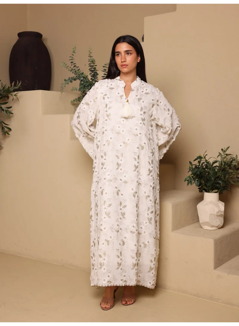 اكسا جلابية روز بيرل IK5036 ابيض