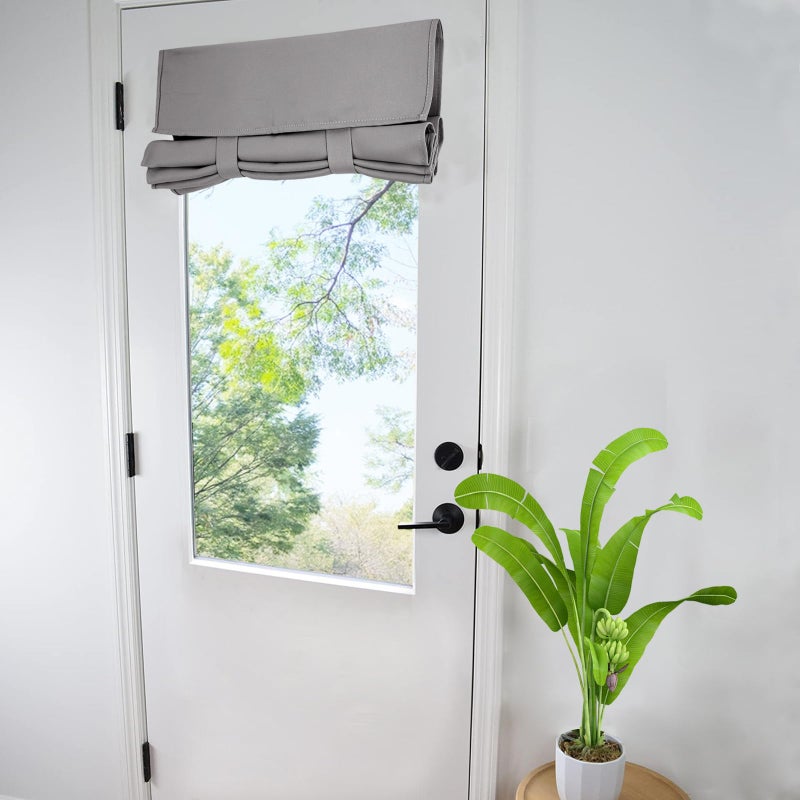 WdFour Door Curtains for Door Window French Door Curtains for Privacy Easy Installed Tricia Door PanelsFront Door Sidelight Curtain Tie up Shade 25W x 40L Inch Light Gray 1 Panel