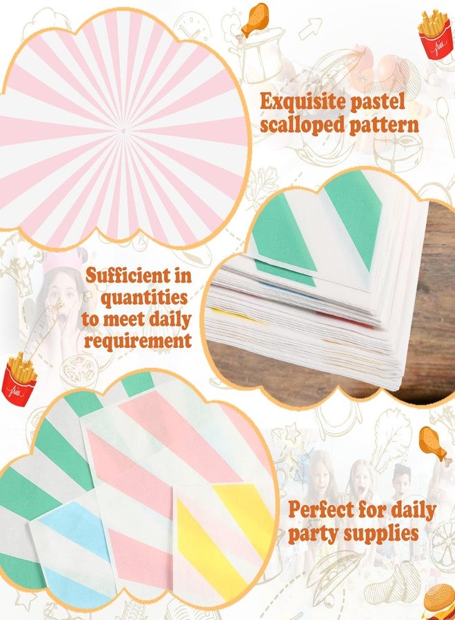 Dunzoom 240 Sheets Pastel Striped Dry Waxed Deli Paper Sheets 12x12 Inch Wax Sheets for Food Basket Liners Sandwich Wrapping Paper for Bread BBQ Picnic Festival Party Fast Food - Image 3