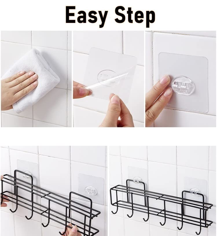 Xelyton Self Adhesive Kitchen Accessories Knife Holder|Spatula Pots Hanging 6 Hooks Towel Hanger|Cutlery Spoon Fork Holder Storage Rack|Large Capacity Organiser (Black) - Metal, Hanging Shelves - Image 3
