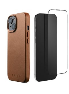 Mujjo Mujjo Leather Case for iPhone 15 - Leather Case, MagSafe Compatible, Premium European Leather, Slim & Stylish Profile, Enhanced Phone & Camera Lens Protection, Recycled Materials (Dark Tan)  - Image 1