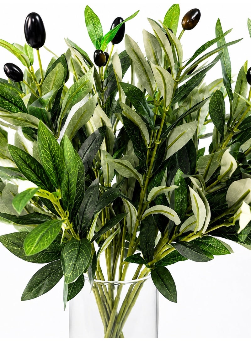 Artificial Olive Branches in Glass Vase with Faux Water, Olive branches Bouquet for Home Decor, Artificial Fruits - Image 2