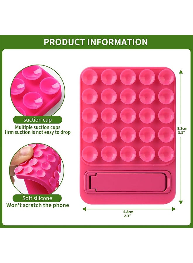 قبضة هاتف لاصقة من السيليكون 2 في 1، تجمع بين كوب شفط قوي وحامل متين، مناسبة لأي طراز هاتف توفر خيارات تثبيت متعددة للصور الشخصية وتسجيل مقاطع الفيديو على تيك توك (أحمر وردي) - Image 5