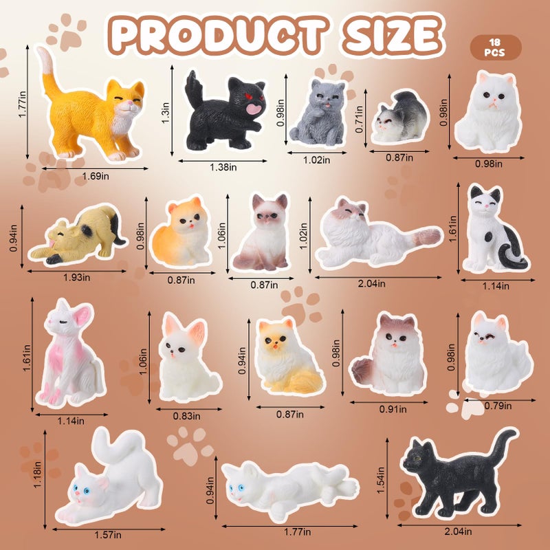 GGSTDDUP 18 PCS Cat Car Interior Accessories, Cute Dashboard Decorations Funny Rearview Mirror Ornament Resin Cat Figurines for Car Home Garden Office Desk Computer Monitor - Image 2
