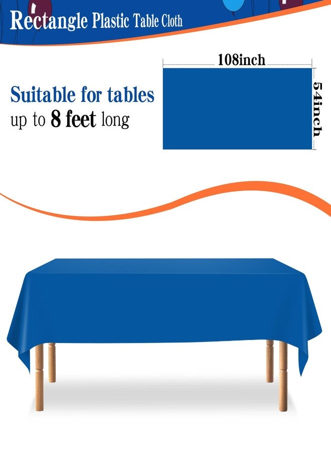 YSYJ 12 Pack Royal Blue 54 x 108 Inch Disposable Plastic Tablecloths Rectangular Table Cloth Plastic Table Cover for Parties - Image 2