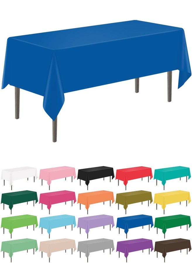 YSYJ 12 Pack Royal Blue 54 x 108 Inch Disposable Plastic Tablecloths Rectangular Table Cloth Plastic Table Cover for Parties - Image 1