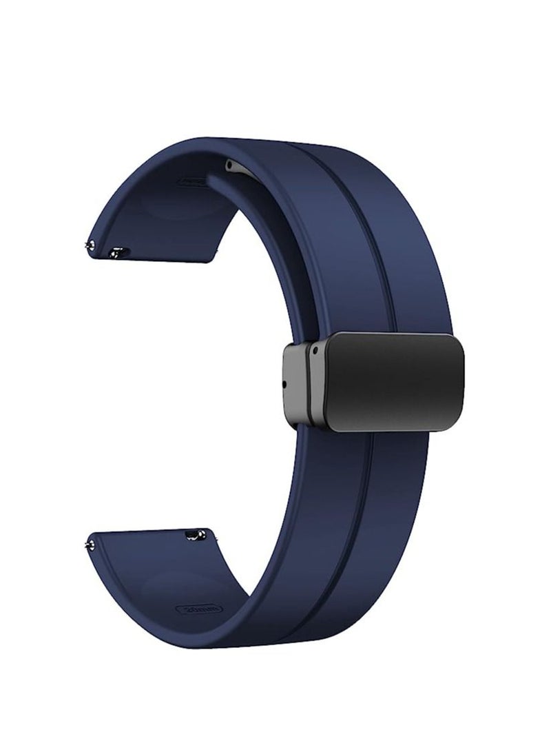 سوار من السيليكون مقاس 22 مم مع إبزيم قابل للطي مغناطيسي لساعة Huawei Watch3 مقاس 46 مم / Watch3 Pro 48 مم 2022 - أزرق