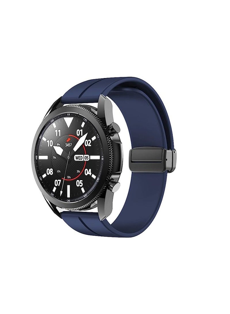 سوار من السيليكون مقاس 22 مم مع إبزيم قابل للطي مغناطيسي لساعة Huawei Watch3 مقاس 46 مم / Watch3 Pro 48 مم 2022 - أزرق