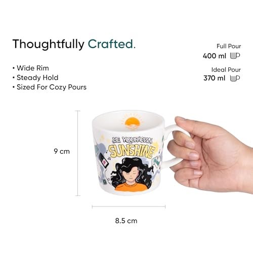 Shay Large Ceramic Coffee Mug, 1 pc, Self Love, 370ml | Ceramic Mug | Glossy Finish | Porcelain | Microwave Safe (Single Mug - Self Love) - Image 4