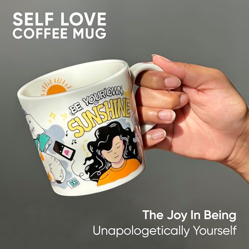 Shay Large Ceramic Coffee Mug, 1 pc, Self Love, 370ml | Ceramic Mug | Glossy Finish | Porcelain | Microwave Safe (Single Mug - Self Love) - Image 5