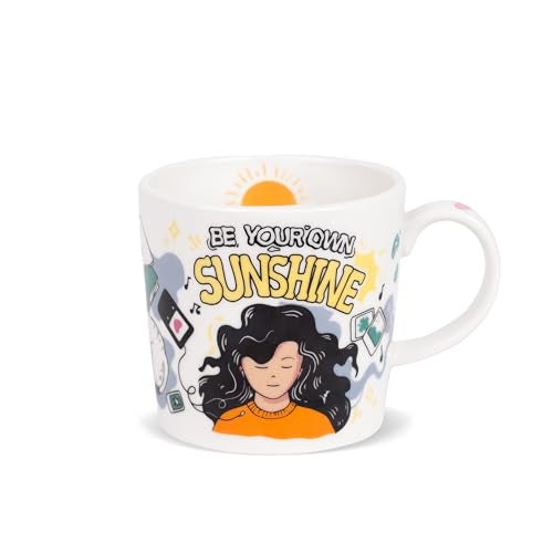 Shay Large Ceramic Coffee Mug, 1 pc, Self Love, 370ml | Ceramic Mug | Glossy Finish | Porcelain | Microwave Safe (Single Mug - Self Love) - Image 1