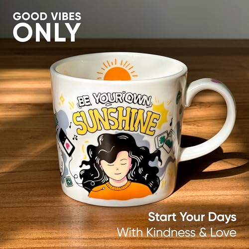 Shay Large Ceramic Coffee Mug, 1 pc, Self Love, 370ml | Ceramic Mug | Glossy Finish | Porcelain | Microwave Safe (Single Mug - Self Love) - Image 2