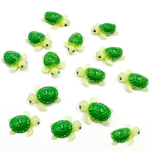 Suartus Mini Green Turtle - 30Pcs Resin Miniature Sea Turtle Figurines Tortoise Turtles Miniature Figurines Ocean Animals Outdoor Statue for Fairy Garden Micro Landscape Decor Ornament - Image 1