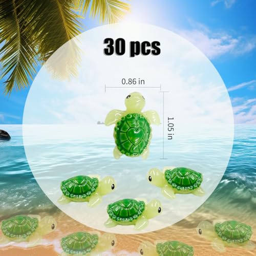 Suartus Mini Green Turtle - 30Pcs Resin Miniature Sea Turtle Figurines Tortoise Turtles Miniature Figurines Ocean Animals Outdoor Statue for Fairy Garden Micro Landscape Decor Ornament - Image 3