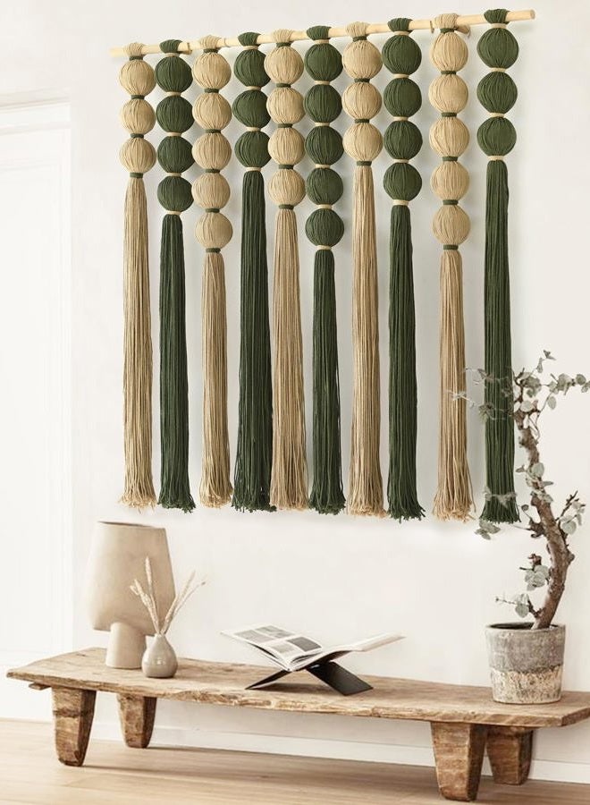 IOWER Macrame Wall Hanging Large Boho Wall Decor Natural Green Jute Sphericity Cotton Textile Wall Hanging Geometric Art Fiber Yarn Art Handmade For Living Room Bed Room Apartment Wedding Party 39" Wx39" L - Image 3