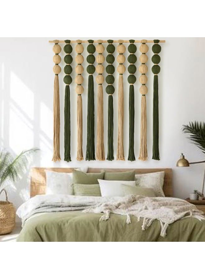 IOWER Macrame Wall Hanging Large Boho Wall Decor Natural Green Jute Sphericity Cotton Textile Wall Hanging Geometric Art Fiber Yarn Art Handmade For Living Room Bed Room Apartment Wedding Party 39" Wx39" L - Image 1