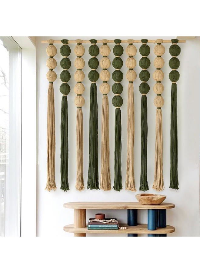 IOWER Macrame Wall Hanging Large Boho Wall Decor Natural Green Jute Sphericity Cotton Textile Wall Hanging Geometric Art Fiber Yarn Art Handmade For Living Room Bed Room Apartment Wedding Party 39" Wx39" L - Image 4
