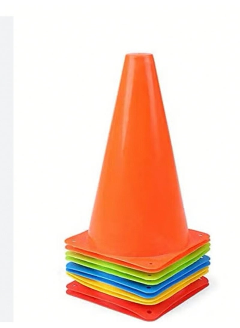 A set of 10 colorful plastic sports training cones designed for agility, speed, and trajectory training in various sports such as football, basketball, and children's training. - Image 3