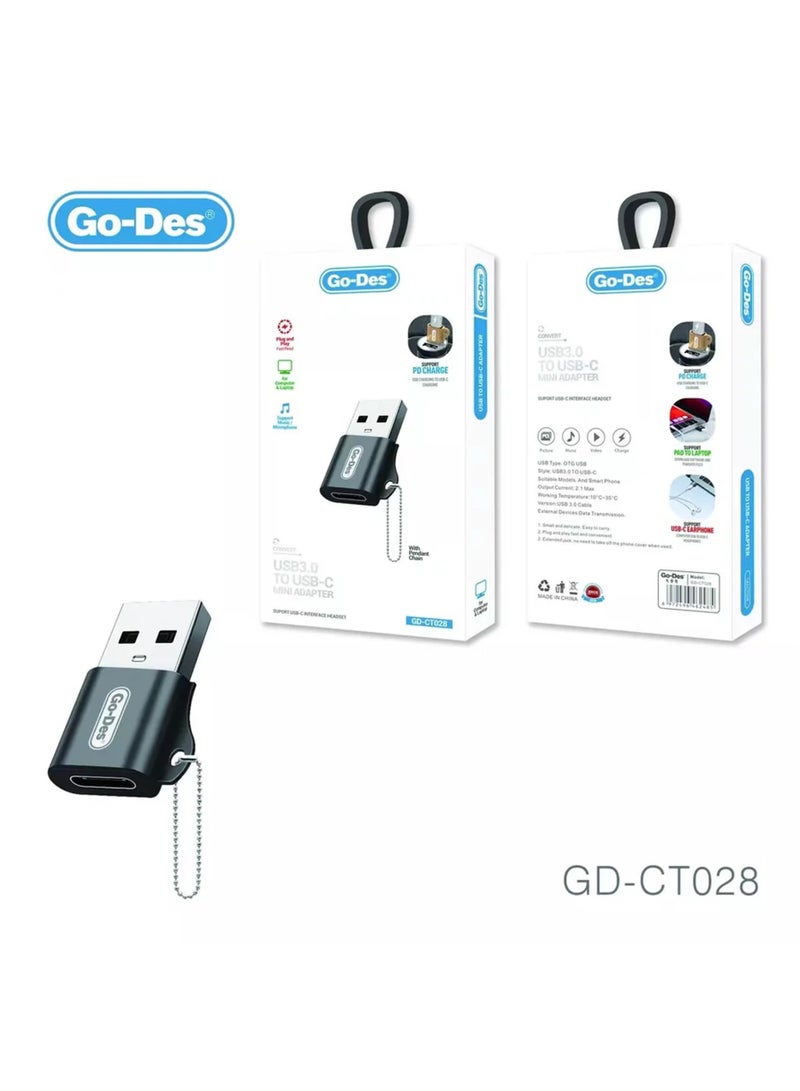 جو-ديز محول Go-Des GD-CT028 من النوع C إلى USB صغير، أسود - Image 5