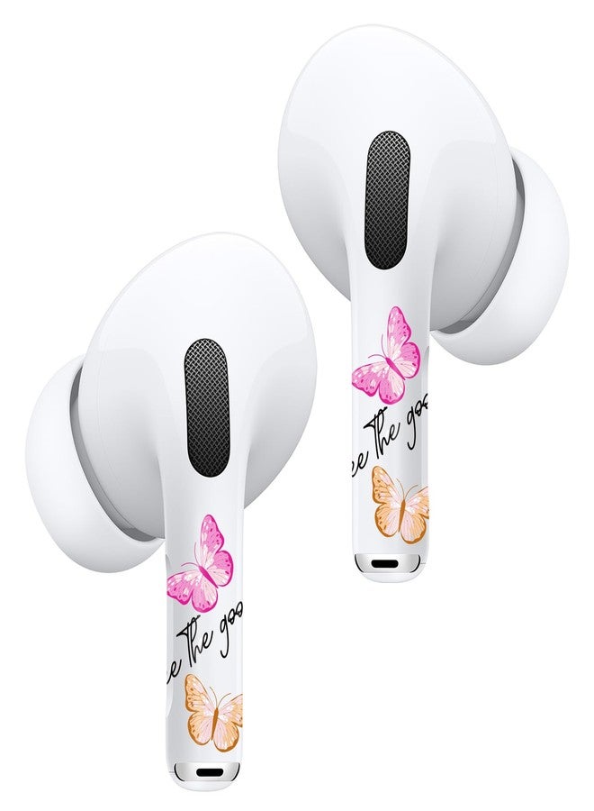 RockMax for AirPod Pro Skin, Butterfly Decal Stickers for Ear Buds, Pink Wrap Art for AirPods Pro 2nd Generation, Durable, Easy to Identify, Suitable for Women and Men - Image 1