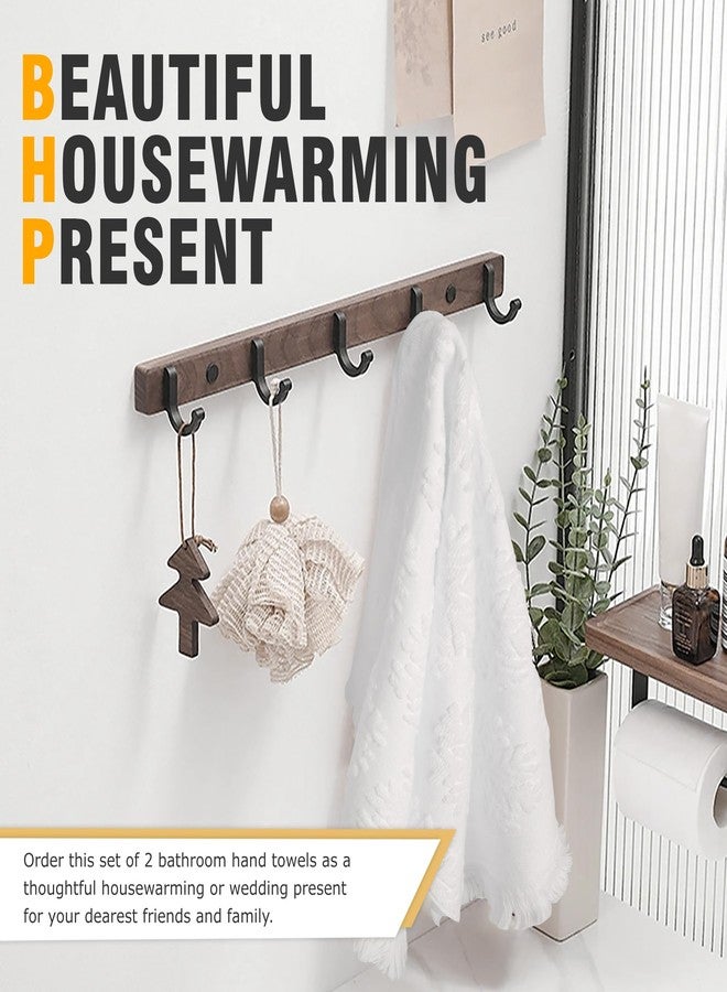 YoulerTex Snowflake Hand Towel Christmas Decorative: White Hand Towels Set Luxury 2 Packs 14X30 100% Cotton Absorbent Soft Face Towel Boho Bathroom Decor Kitchen Hotel Spa Farmhouse Guest Tea Gift - Image 4