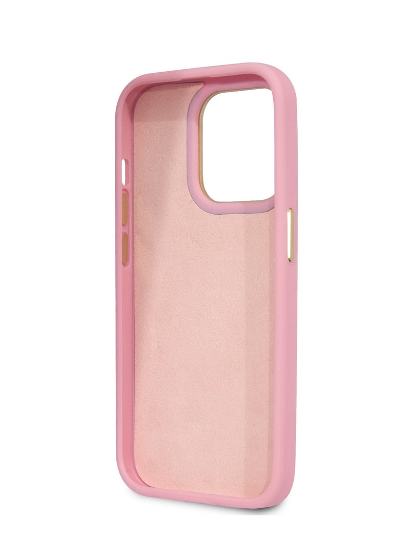 GUESS PU Croco Case With Metal Camera Outline For iPhone 14 Pro - Pink - Image 4