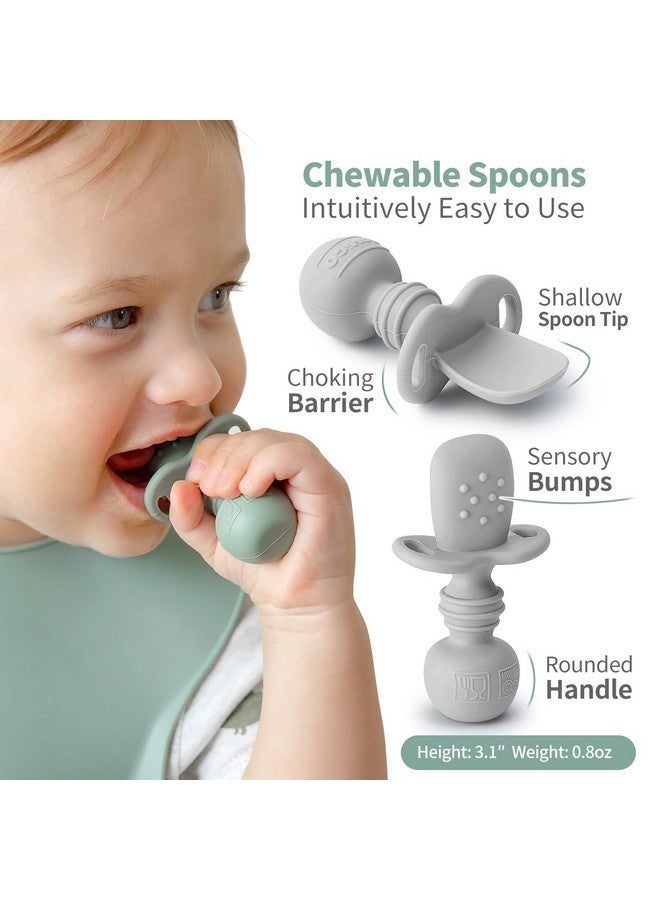 SAMiGO Silicone Baby Spoons Self Feeding 6+ Months - Infant Toddler Utensils - First Stage Baby Led Weaning Feeding Supplies - Set of 3 Pack - Image 3