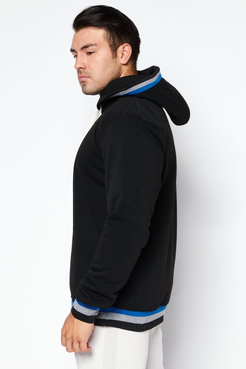 Company Eighty One Men Hood With Drawstring Long Sleeve Sweatshirts, Black - Image 4