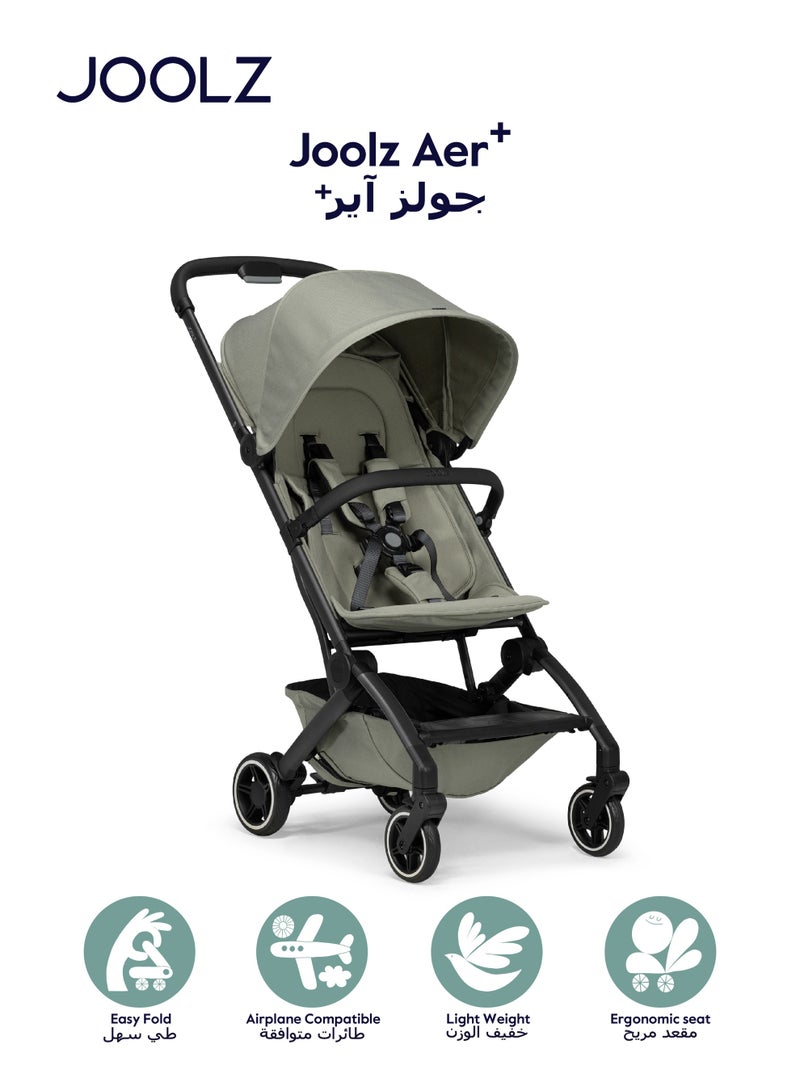 JOOLZ AER+ Lightweight Compact Travel Stroller – One-Hand Quick Fold, XXL Sun Hood, Adjustable Recline, Ultra Durable, Comfortable & Travel-Friendly – Supports Up to 50 lbs – Sage Green - Image 1