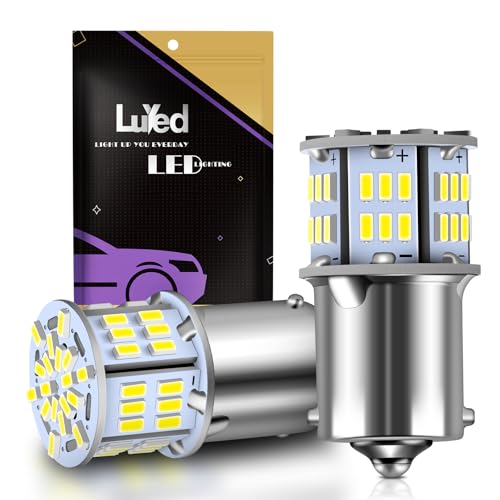 LUYED 1156 LED Reverse Light Bulb,1141 1003 7506 BA15S Bulbs,Super Bright Low Power for Truck Car Tail Lights Rv Lights,White,Pack of 2 - Image 1