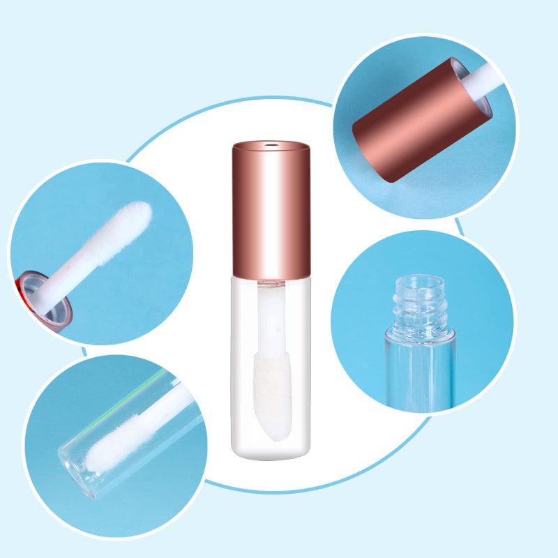 Mydio 50 Pack 1.2ML Clear Mini Lip Gloss Tube Empty Lip Balm Containers With Rose Gold Lid for Lipstick (Rose Gold) - Image 2