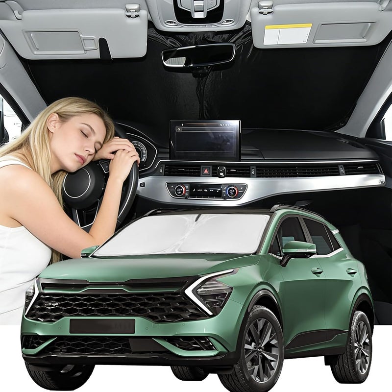 ZOIBV Windshield Sunshade for KIA Sportage 2018-2022 Sun Shade Car Windshield Accessories Upgrade 4 Layers Blocks UV Rays Custom Fit Sportage 240T Car Window Shades Front Windshield Keep Cool Foldable Gulf market standard build - Image 1