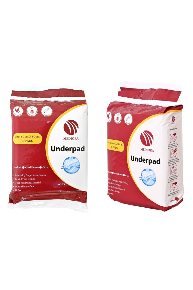 Mediora Underpads (60cm*90cm) 100 pieces packed in 10 pouches - Image 2