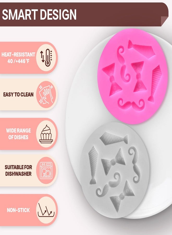 VIKROM 2 Pcs Bow Tie Chocolate Mold - Bow Tie Silicone Mold for Chocolate, Great for Cake & Cupcake Decoration, 2" Diameter Pop Molds for Birthday Candy Baking, Easy to Use and Clean, Dishwasher Safe - Image 4