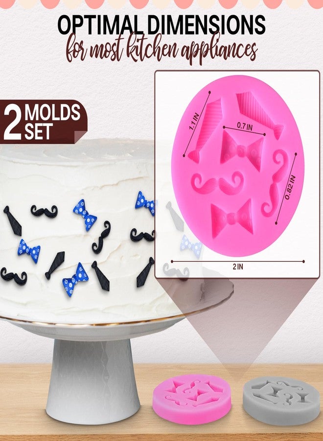 VIKROM 2 Pcs Bow Tie Chocolate Mold - Bow Tie Silicone Mold for Chocolate, Great for Cake & Cupcake Decoration, 2" Diameter Pop Molds for Birthday Candy Baking, Easy to Use and Clean, Dishwasher Safe - Image 2