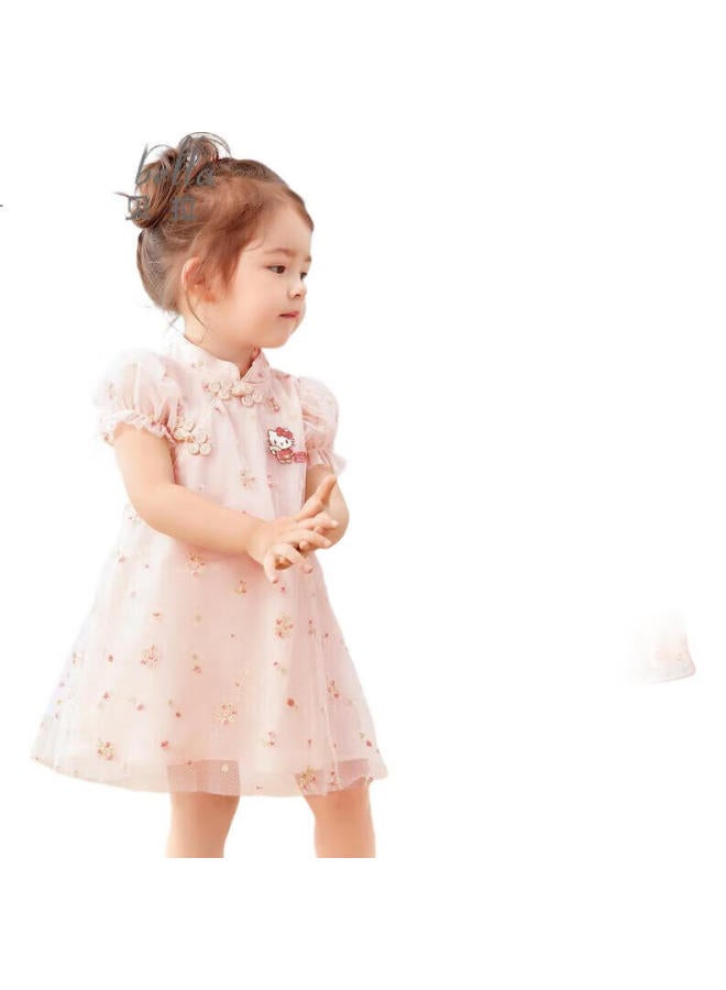 Dave & Bella Hellokitty Collaboration Girls' Summer Dress, Baby Hanfu, Infant Skirt - Image 1